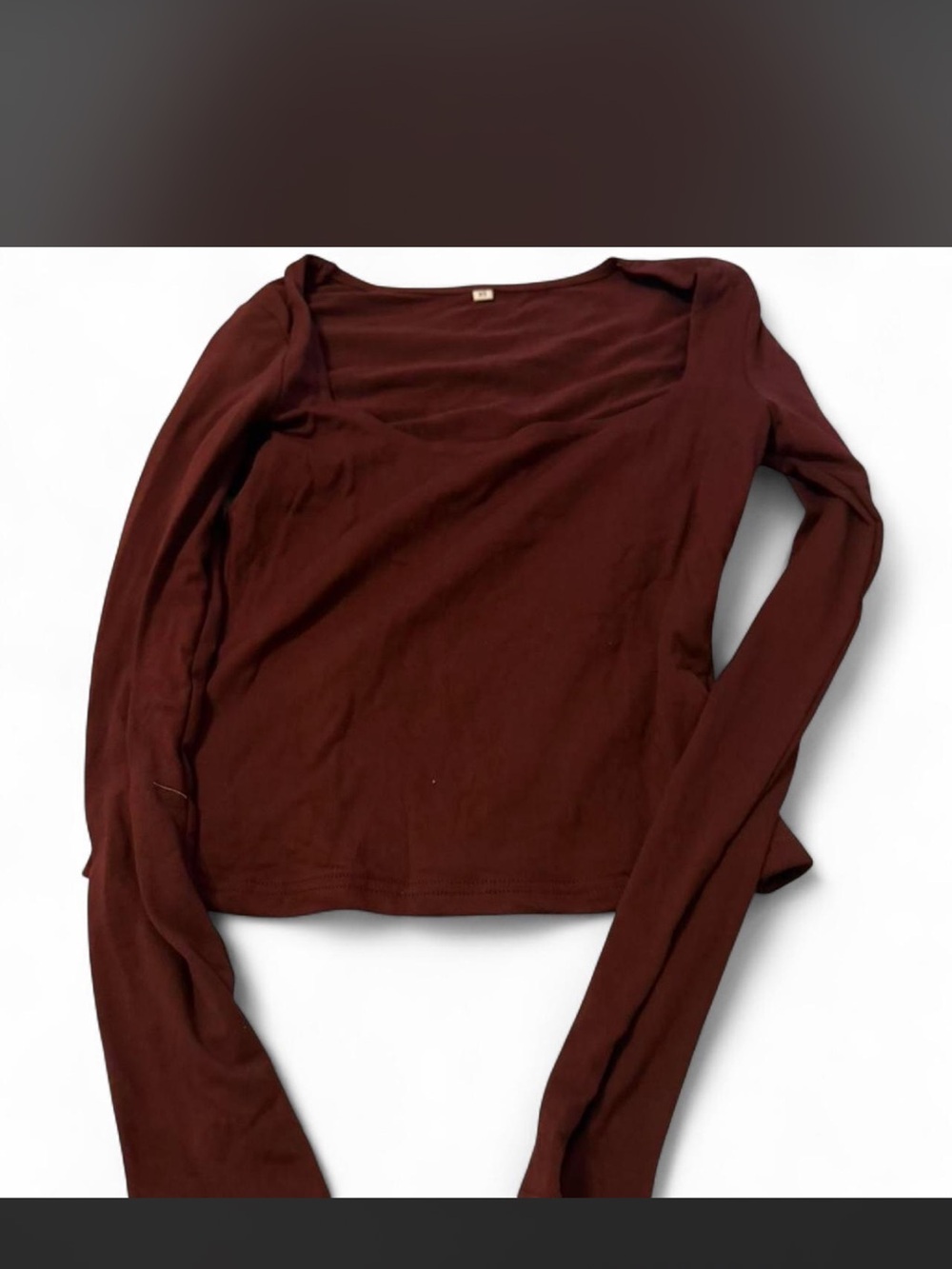 SHEIN Long Sleeve Square Neck Top in Burgundy